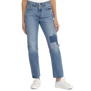 NWT Levi’s 501 patchwork straight leg jeans